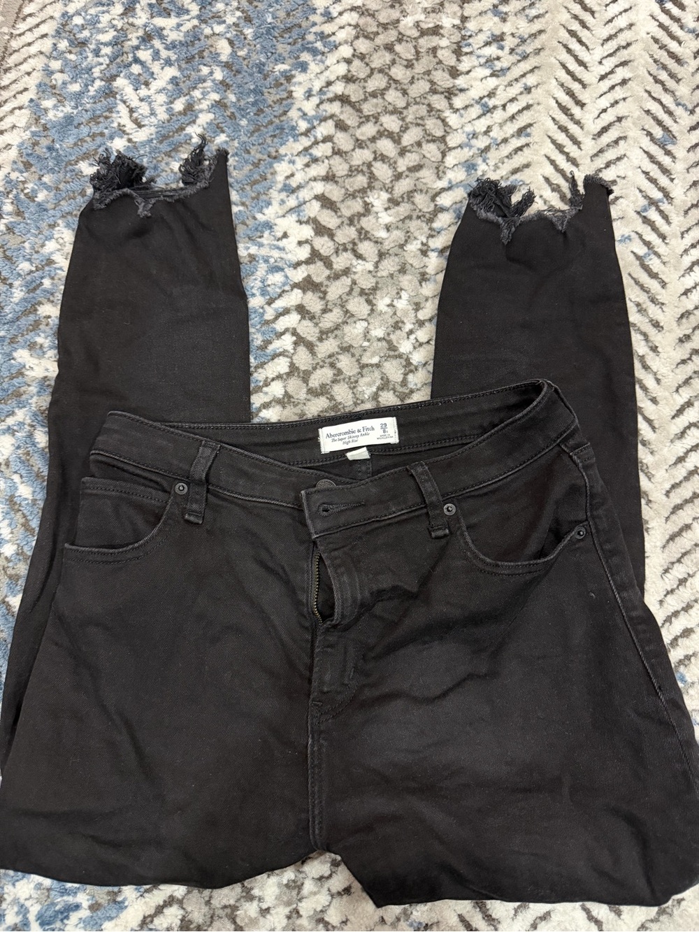 Abercrombie & Fitch Black Frayed Hem High-Rise Skinny Jeans